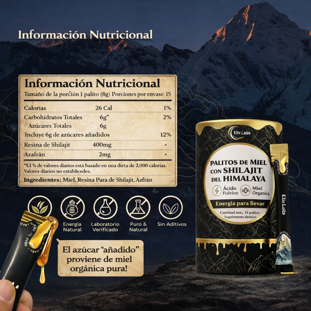 Barritas de miel dorada Shilajit del Himalaya puro |