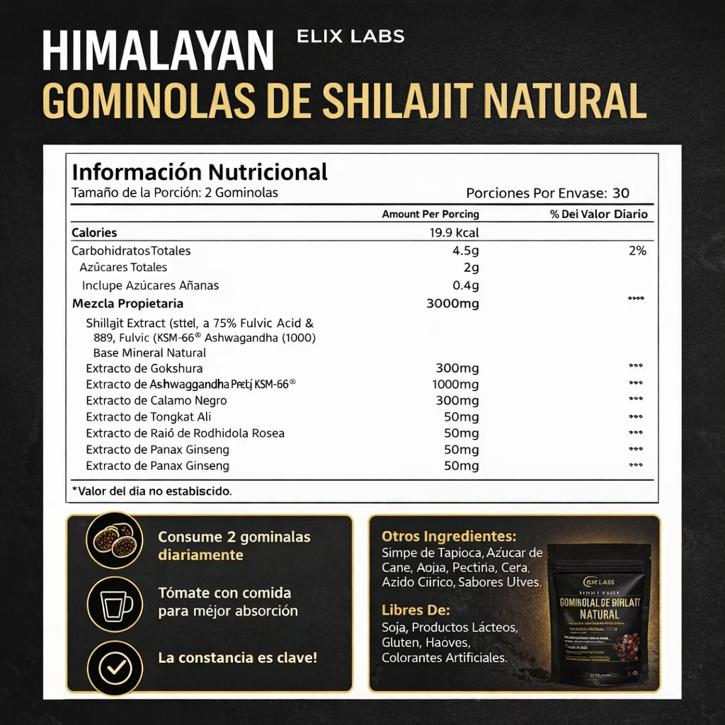 Gominolas de shilajit del Himalaya