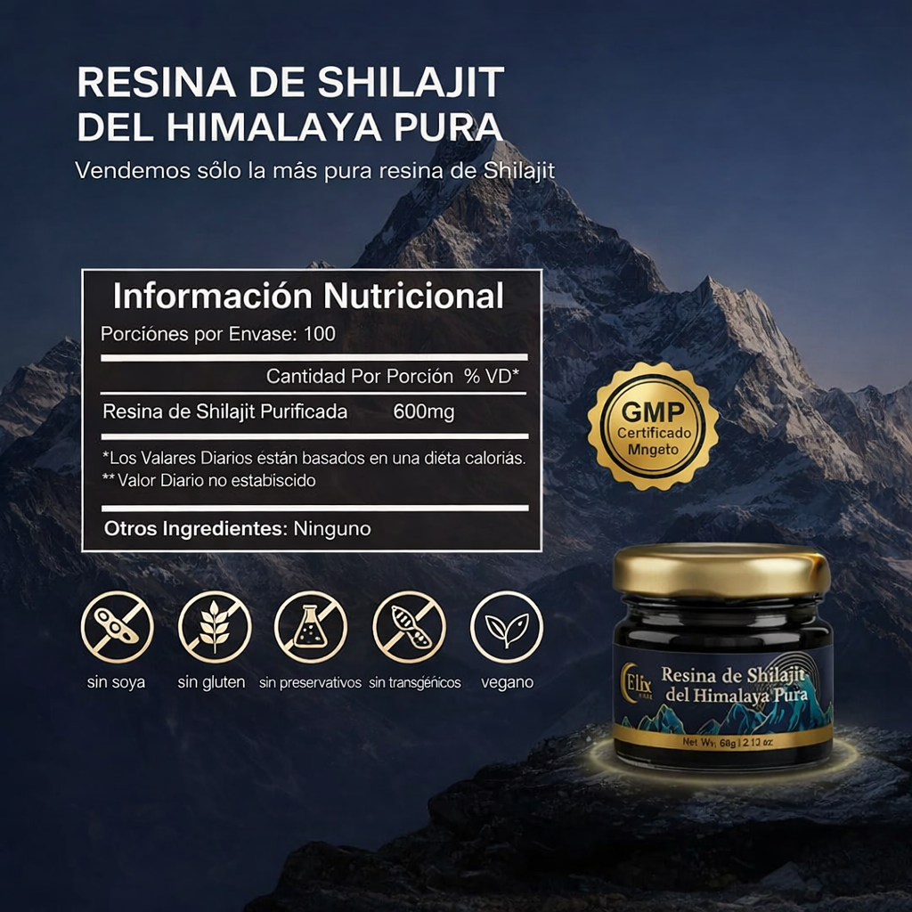 Resina pura de shilajit del Himalaya de ElixLabs