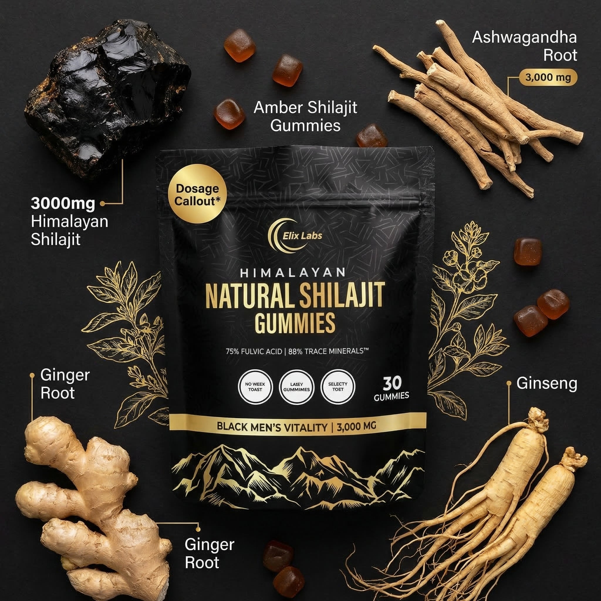 Elix Himalayan Natural Shilajit Gummies